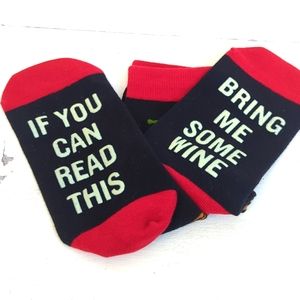 NWOT 'Bring me wine' Socks